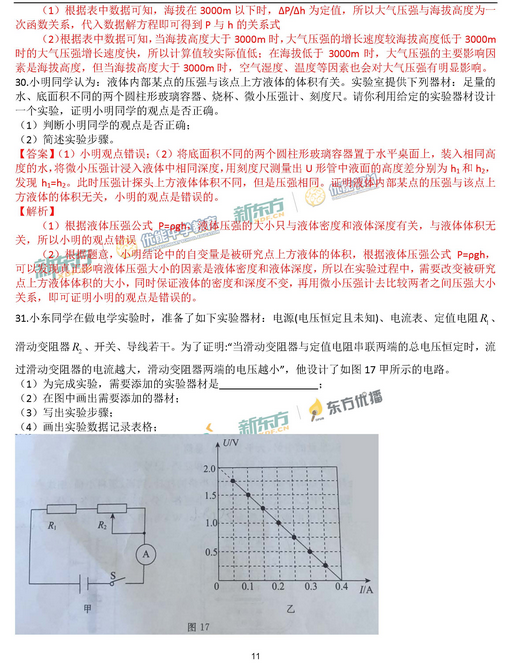 北京东城区2018中考物理一模试题及答案 北京东城区2018中考物理一模试题及答案