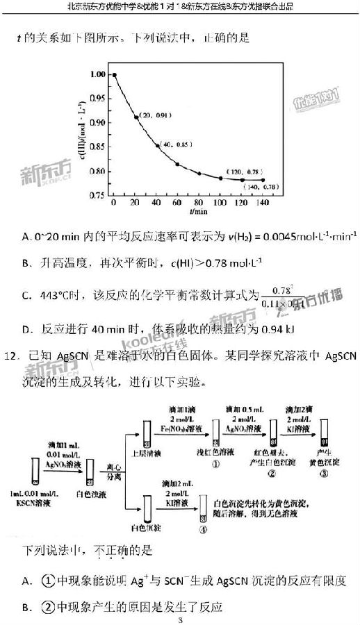 2018北京海淀区高三二模化学试题及答案