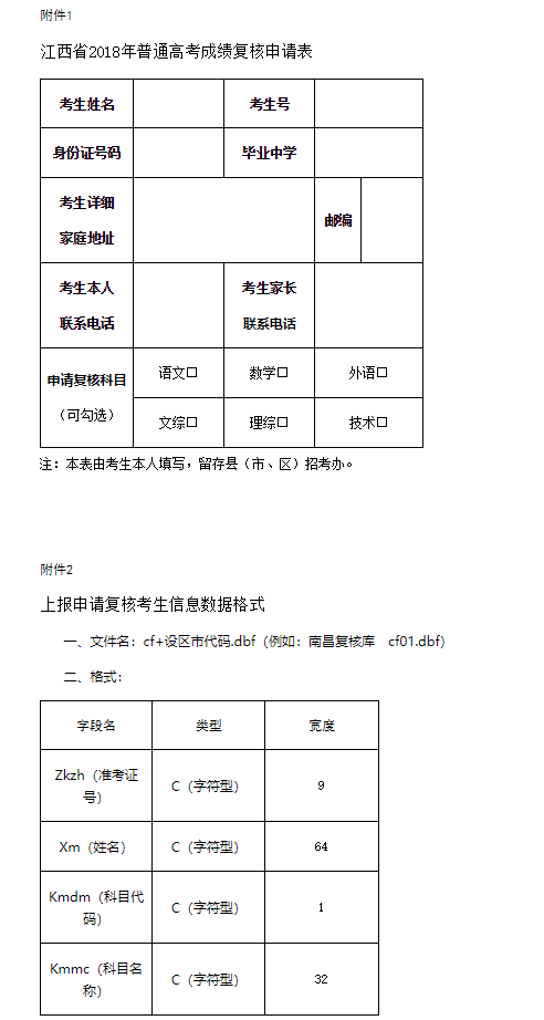 江西省2018年普通高考成绩复核工作的通知