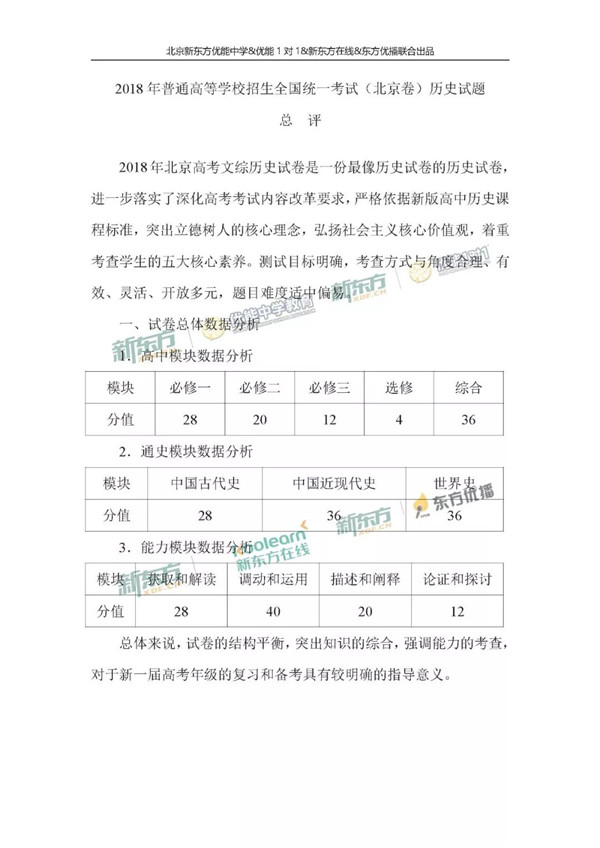 2018北京高考文综试卷整体解析