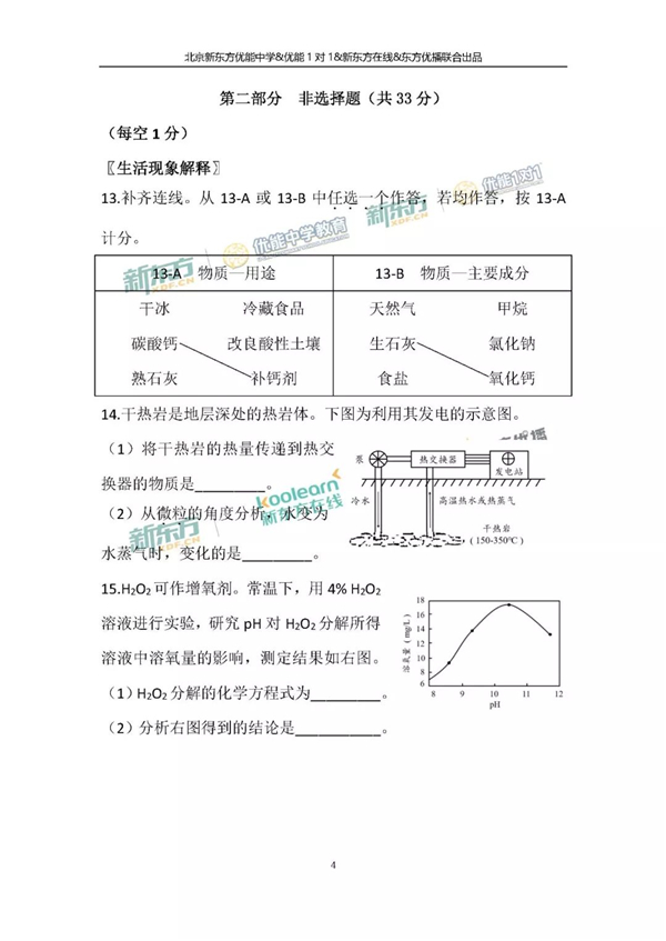 2018北京中考化学试题及答案