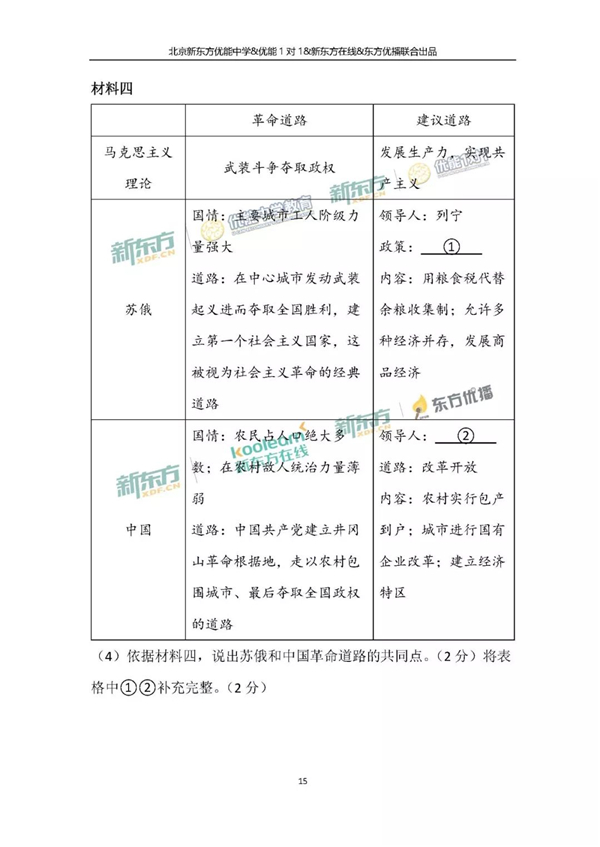 2018北京中考历史试题及答案