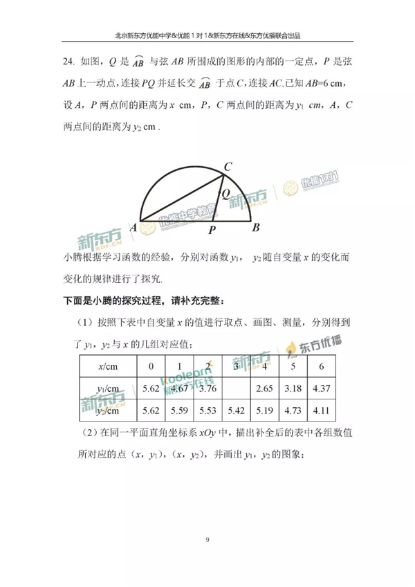 2018北京中考数学试题及答案
