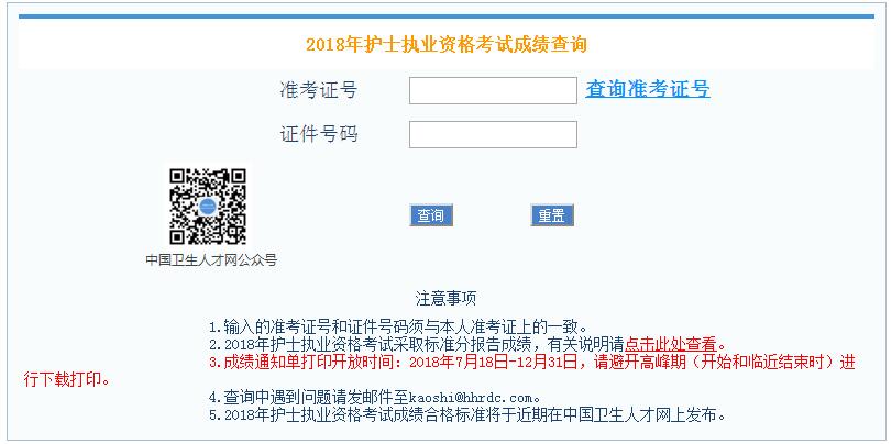 2018年中国卫生人才网护士成绩查询入口开通