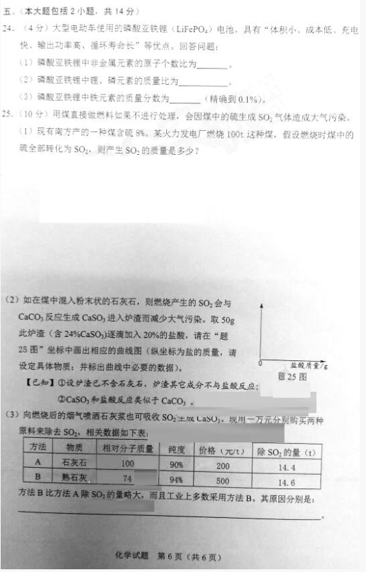 2018广东省卷中考化学试题及答案