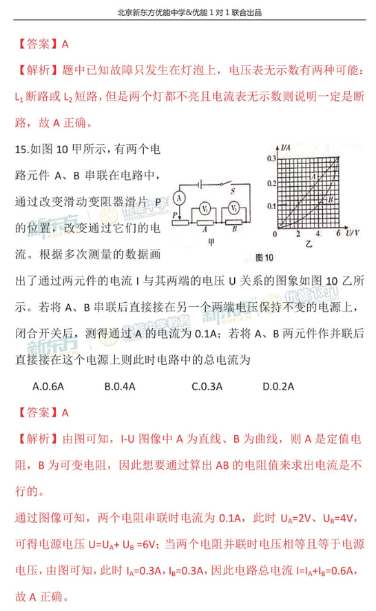2018北京海淀初三期中物理试题逐题解析