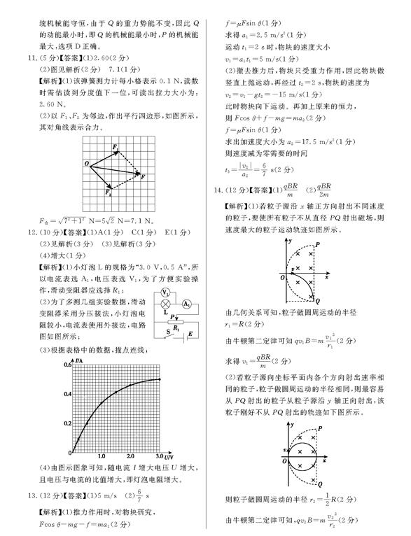 2019百校联盟TOP20十一月联考物理试题及答案