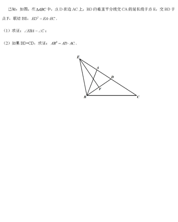 2018-2019上学期上海奉贤中考一模数学试卷及答案