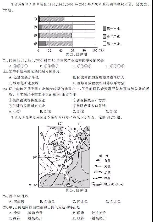 2019年1月浙江学业水平考试地理试题和答案