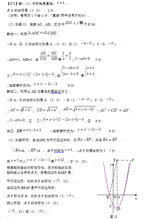 2019中考数学压轴题100题精选(75)