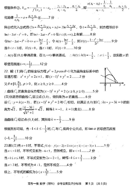 2019九江一模理科数学试题及答案