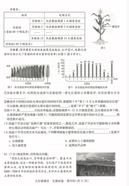 2018-2019上学期北京西城区初三期末生物试卷及答案