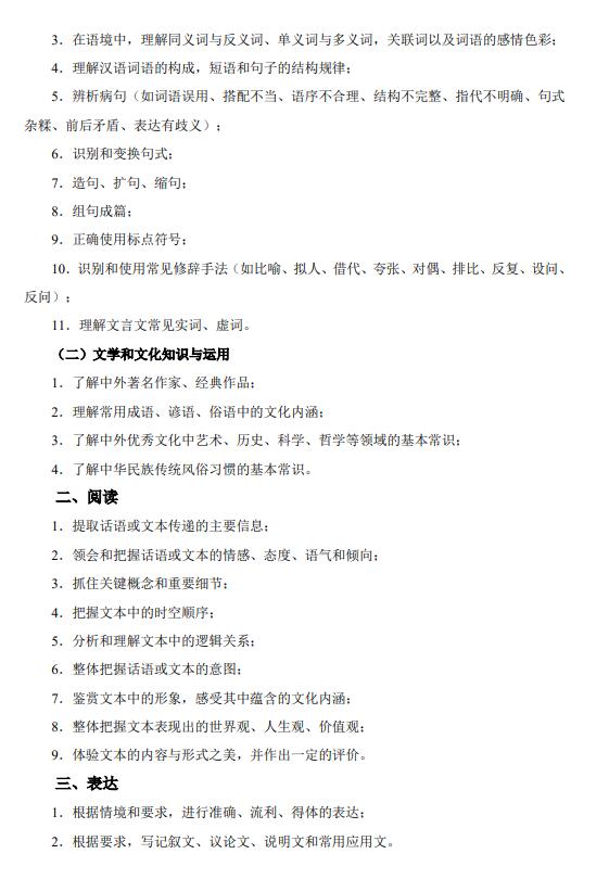 汉语考试大纲