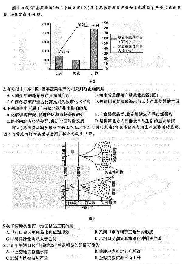 2019东北三省三校一模文综试题及答案