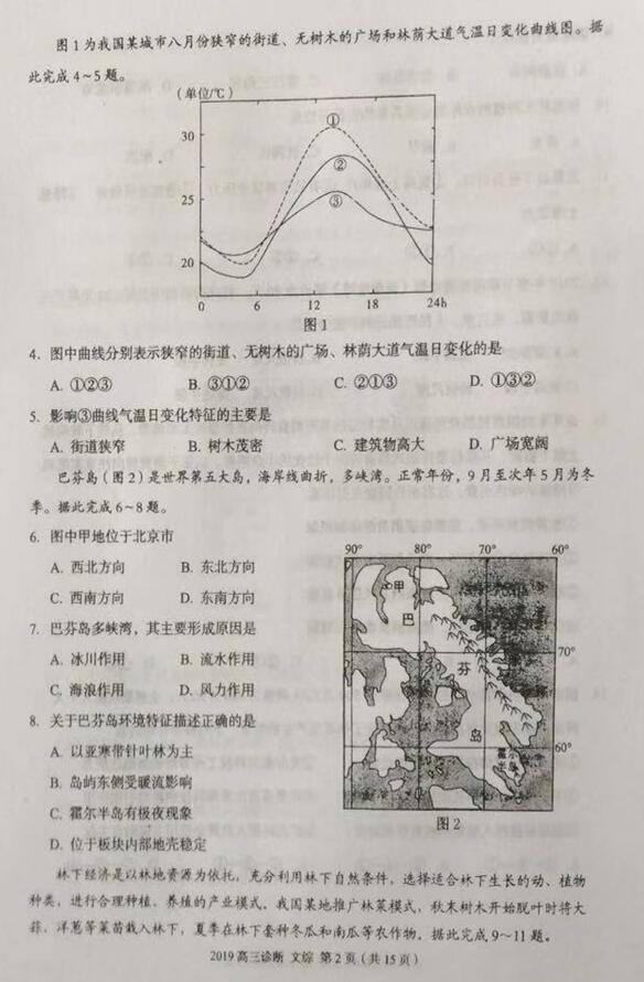 2019兰州一诊文综试题及答案