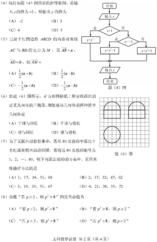 2019重庆高职分类考试文科数学试题及答案