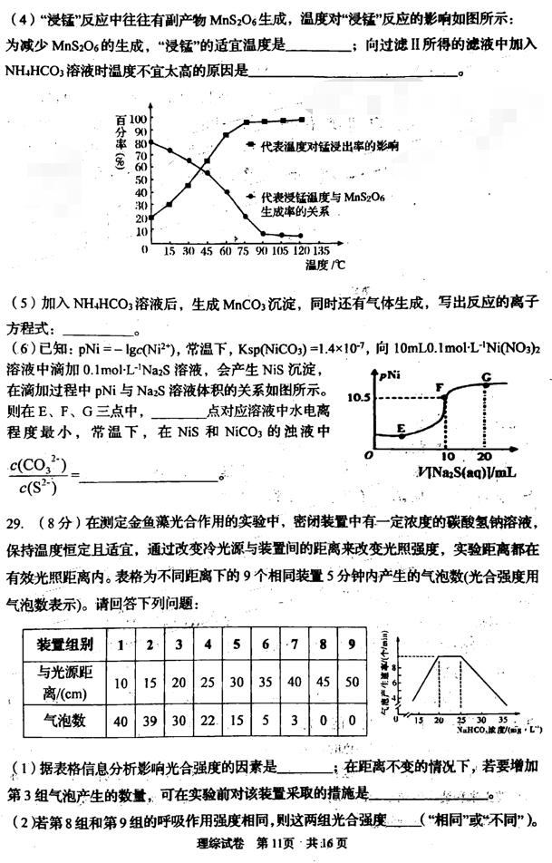 2019岳阳二模理综试题及答案