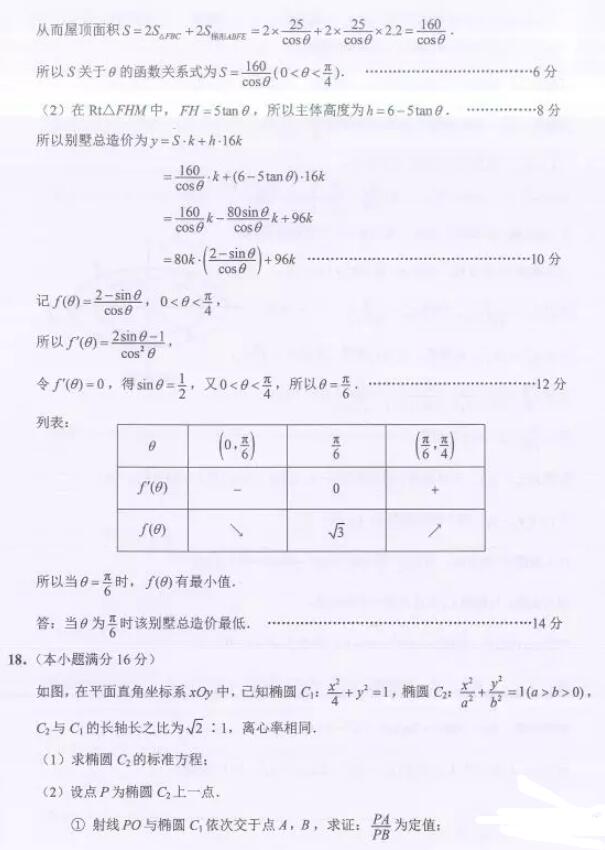 2019江苏南通二模数学试题及答案