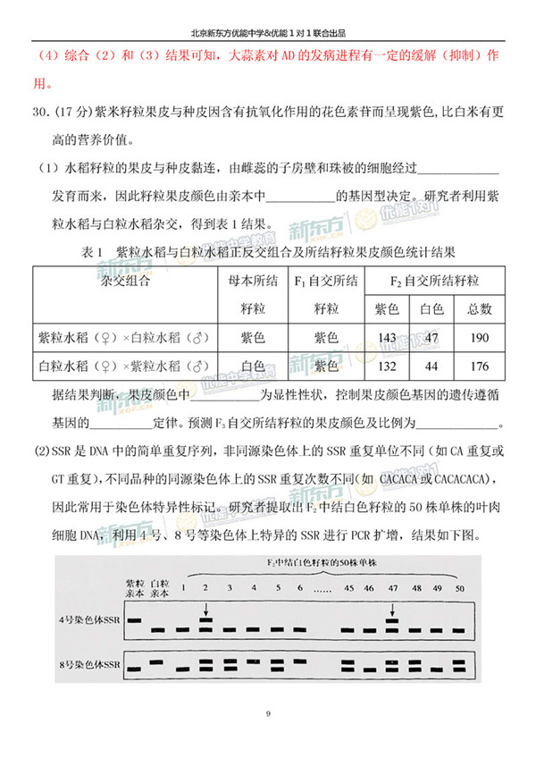2019北京朝阳区高三一模理综试卷逐题解析