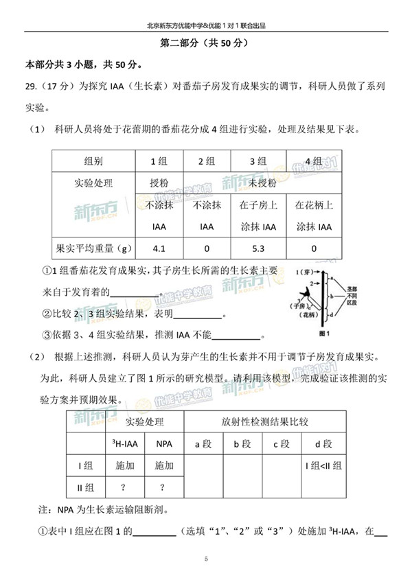 2019北京海淀高三一模理综试题答案逐题解析