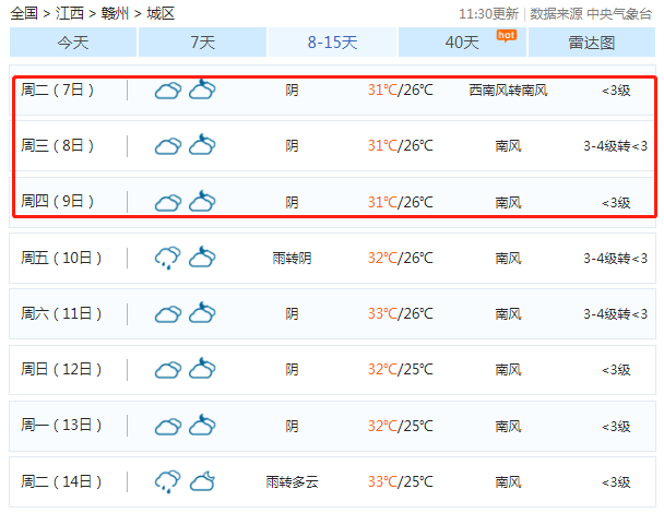 2020高考天气预报7月78日高考期间赣州天气预报