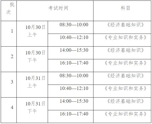 2021年中级经济师考试时间安排