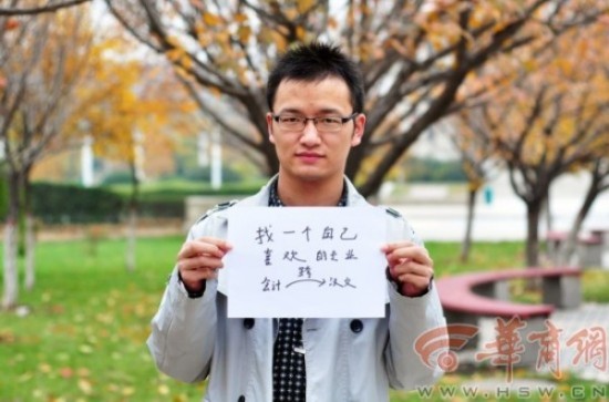 多比(化名)，今年23岁，现就读于大连艺术学院，准备报考陕西师范大学。王秋阳/摄