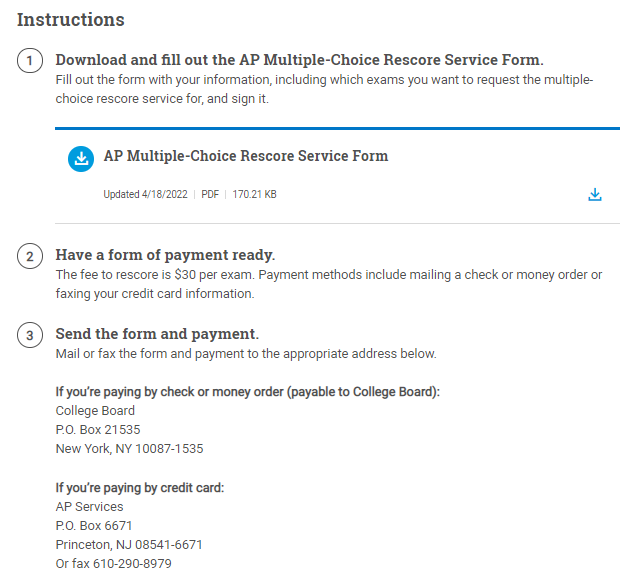 AP考试成绩复议