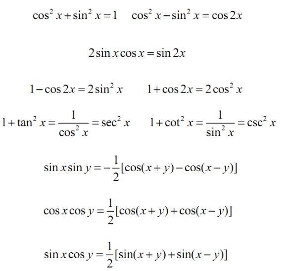 2020考研数学高数重点公式：常用三角函数公式