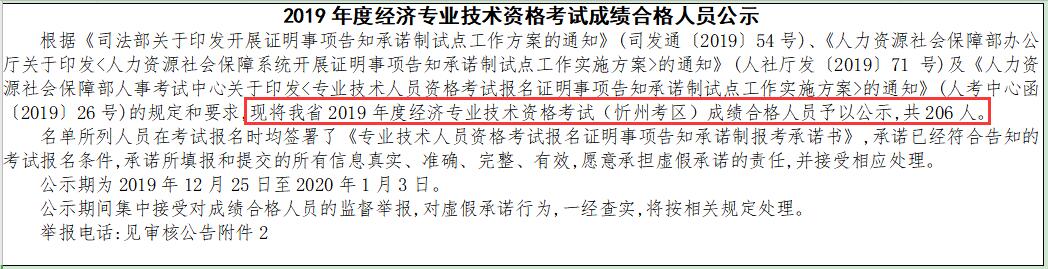忻州2019年经济师合格人员名单