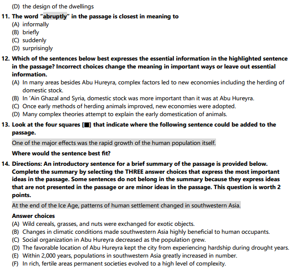 托福阅读真题练习：Early Settlements in the Southwest Asia