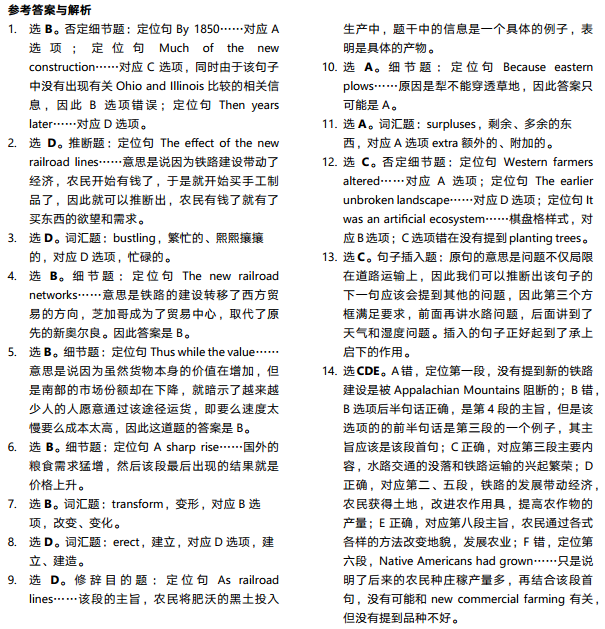 托福阅读真题练习：Railroads and Commercial Agriculture