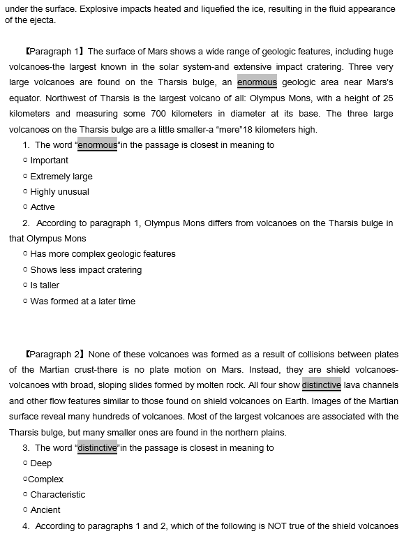 TPO25托福阅读真题练习：The surface of Mars火星表面
