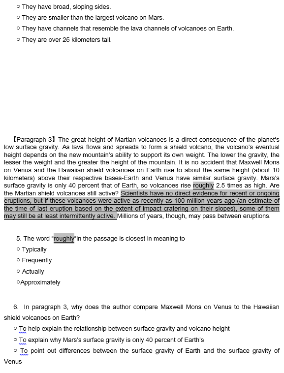 TPO25托福阅读真题练习：The surface of Mars火星表面