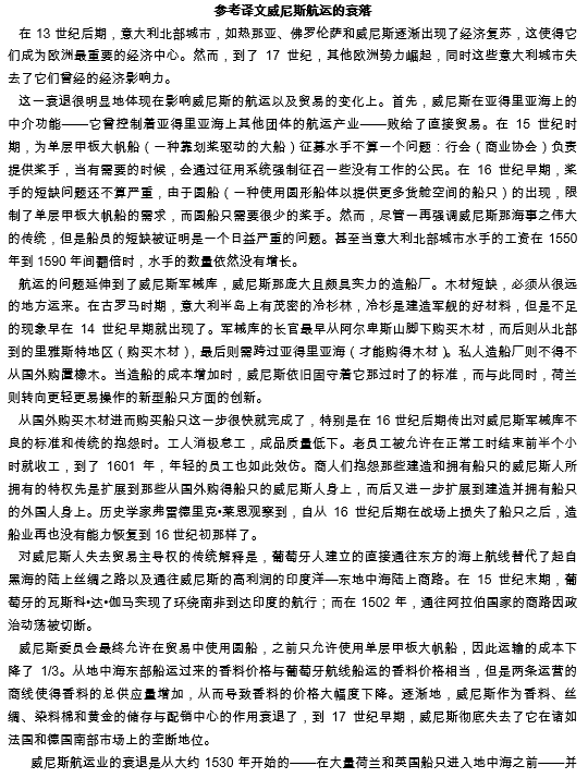 TPO25托福阅读真题练习：The Decline of Venetian Shipping