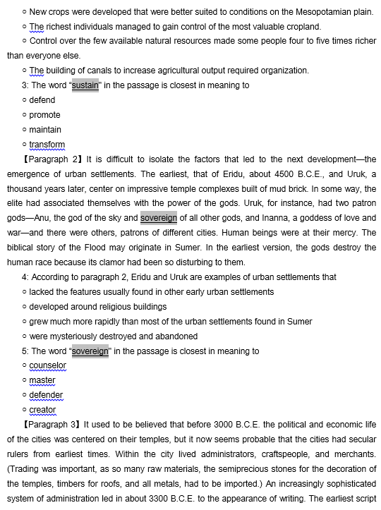 TPO26托福阅读真题练习：Sumer and the First Cities of the Ancient Near E