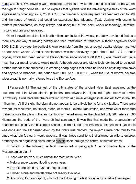 TPO26托福阅读真题练习：Sumer and the First Cities of the Ancient Near E