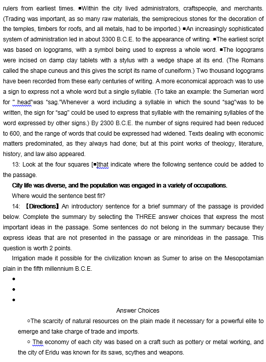 TPO26托福阅读真题练习：Sumer and the First Cities of the Ancient Near E
