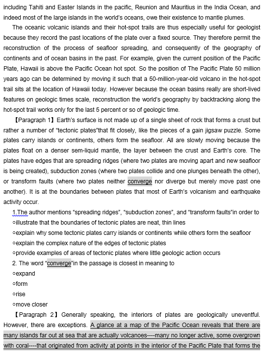 TPO27托福阅读真题练习： The Formation of Volcanic Islands