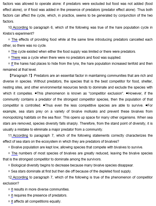TPO27托福阅读真题练习：Predator-Prey Cycles