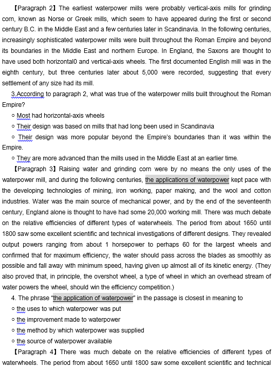 TPO29托福阅读真题练习：The History of Waterpower
