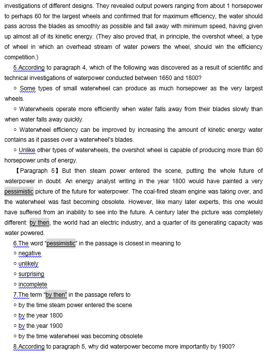 TPO29托福阅读真题练习：The History of Waterpower