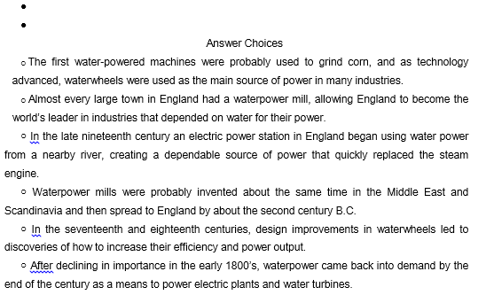 TPO29托福阅读真题练习：The History of Waterpower