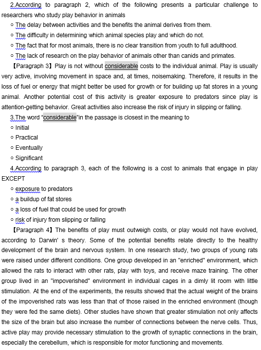 TPO29托福阅读真题练习：Role of Play in Development