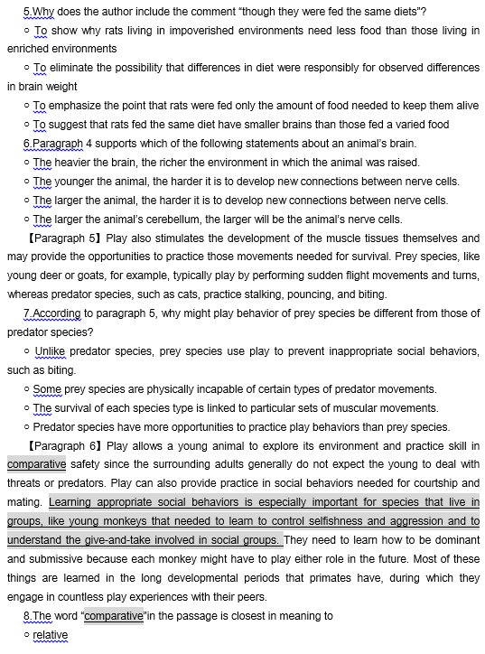 TPO29托福阅读真题练习：Role of Play in Development