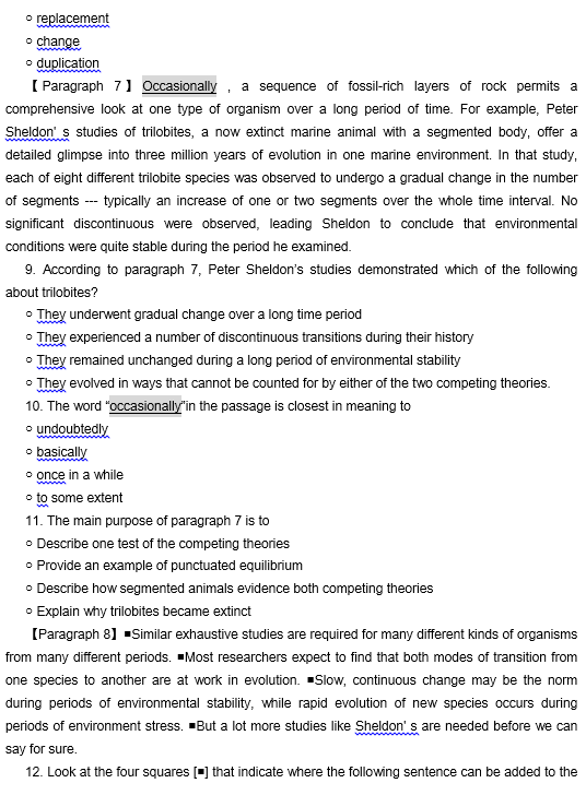 TPO30托福阅读真题练习：The Pace of Evolutionary Change