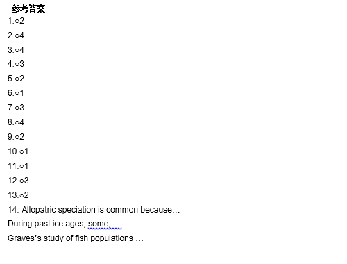 TPO31托福阅读真题练习：Speciation in Geographically Isolated Population