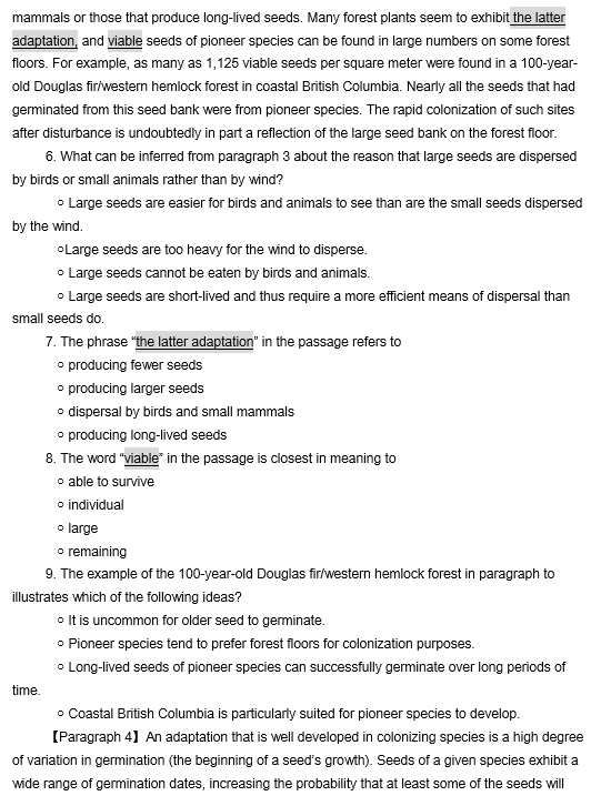 TPO32托福阅读真题练习：Plant Colonization