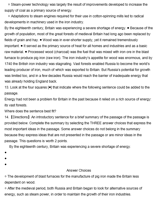TPO34托福阅读真题练习：The Development of Steam Power
