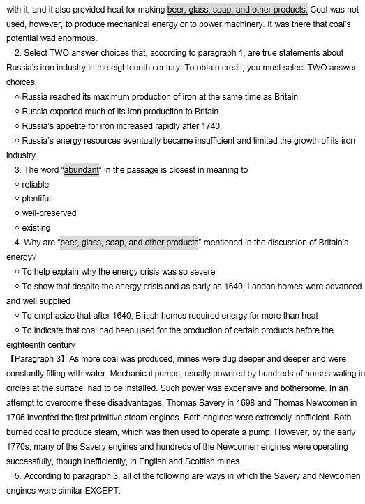 TPO34托福阅读真题练习：The Development of Steam Power